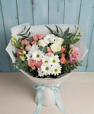 Букет цветов из:  Розы, Лизиантусы и Хризантемы в Гавердовский