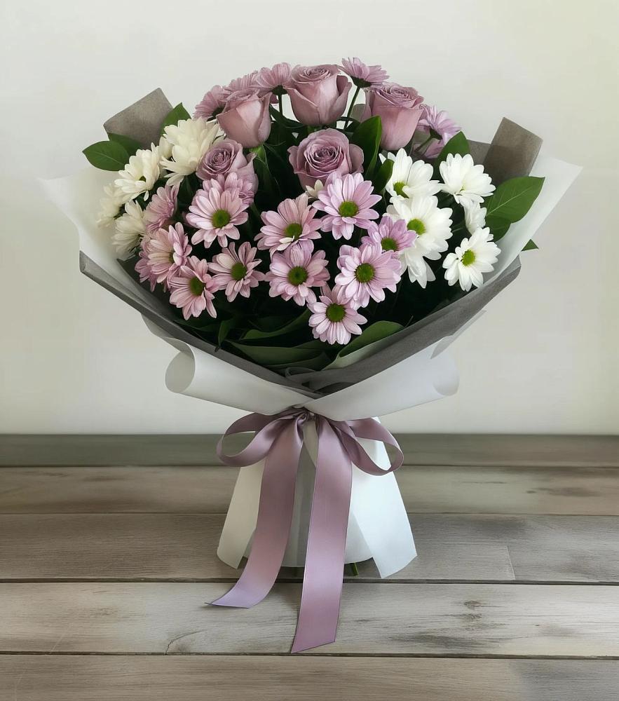 Букет цветов из: Хризантемы и Розы в Гавердовский