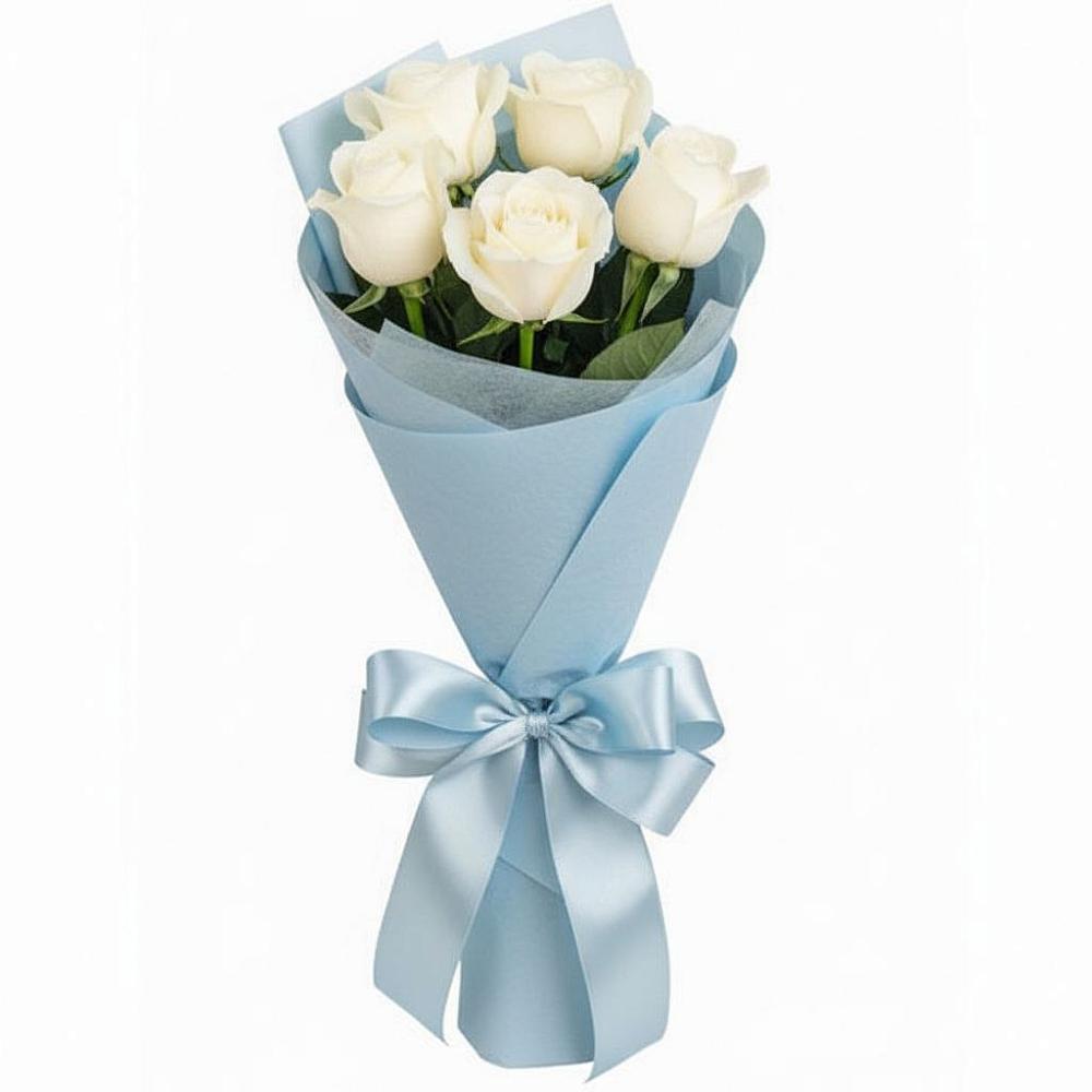 Букет 5 Белых роз Проуд в Гавердовский