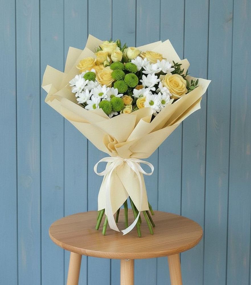 Букет цветов из: Хризантемы и Розы в Гавердовский