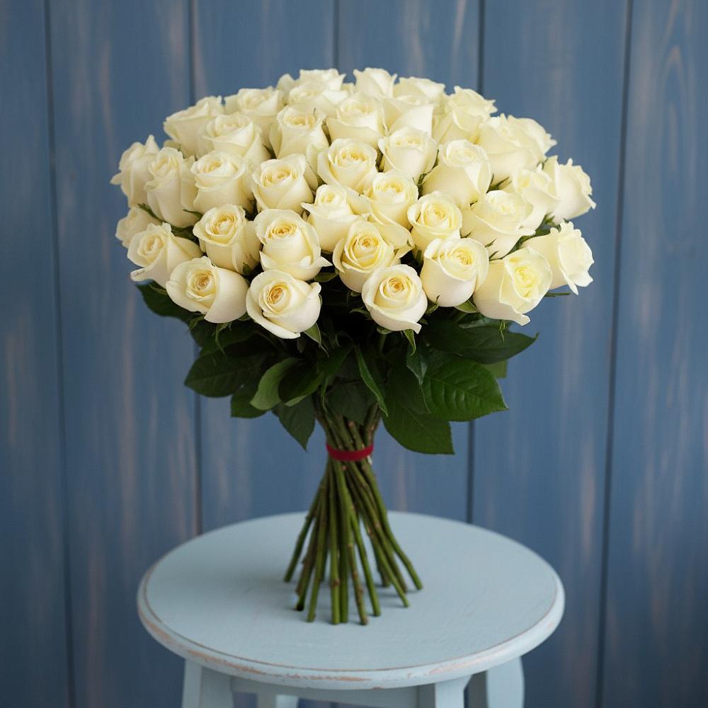 Букет 51 Белая роза Эдлесс Лав в Гавердовский