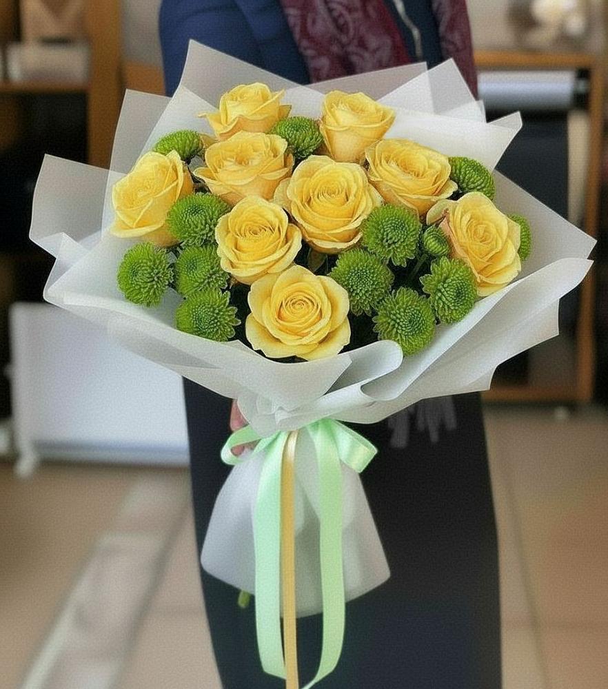 Букет цветов из: Хризантемы и Розы в Гавердовский