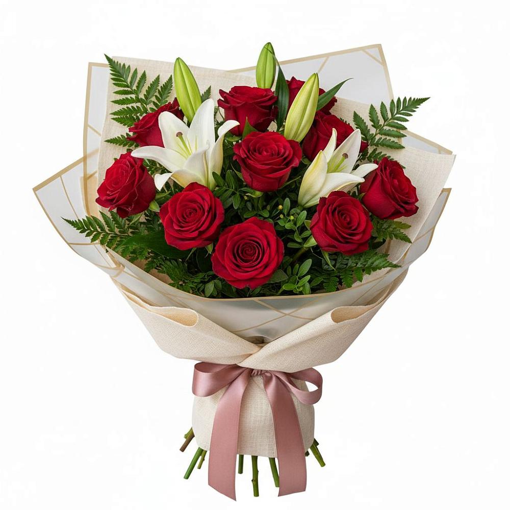 Букет цветов из: Лилии и Розы в Гавердовский