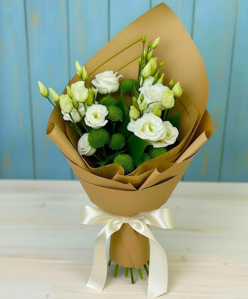 Букет цветов из: Хризантемы и Лизиантусы в Гавердовский