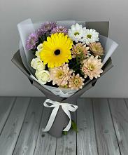 Букет цветов из:  Розы, Герберы и Хризантемы в Гавердовский
