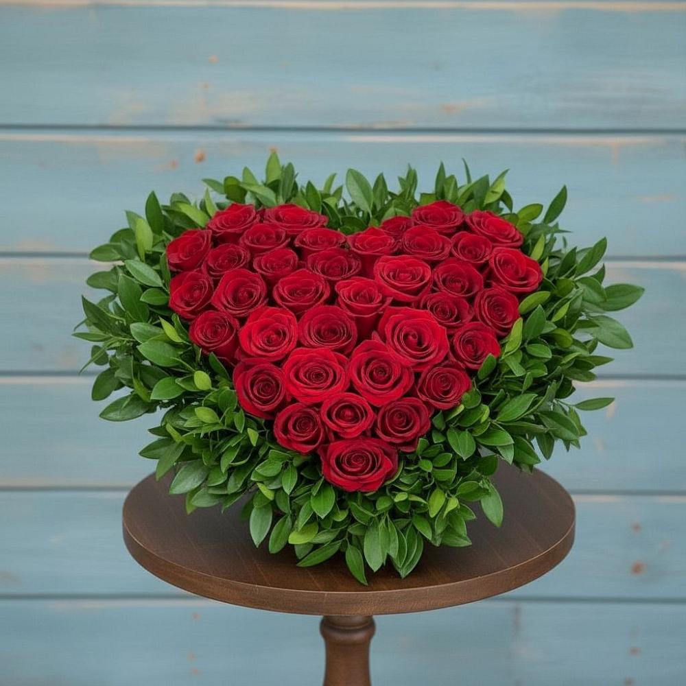 Цветочная композиция из Розы в виде сердца в Гавердовский