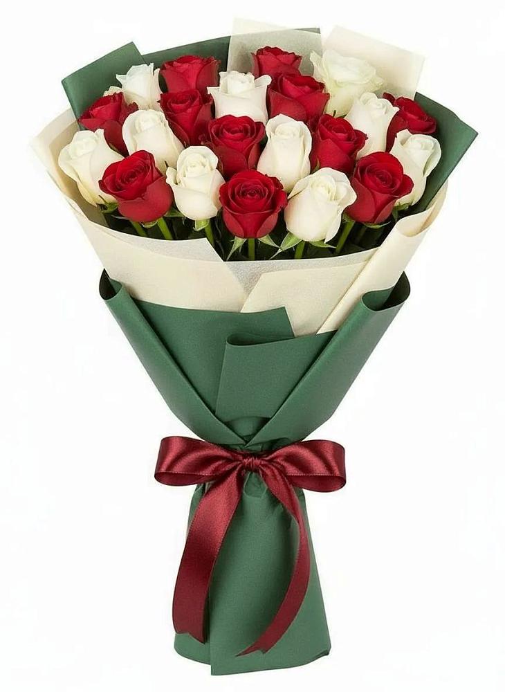 Букет Микс из красных и белых роз в Гавердовский