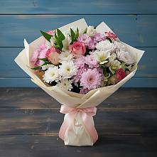Букет цветов из:  Хризантемы, Альстромерии и Розы в Гавердовский