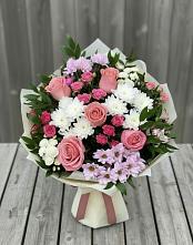 Букет цветов из:  Альстромерии, Гвоздики, Розы и Хризантемы в Гавердовский