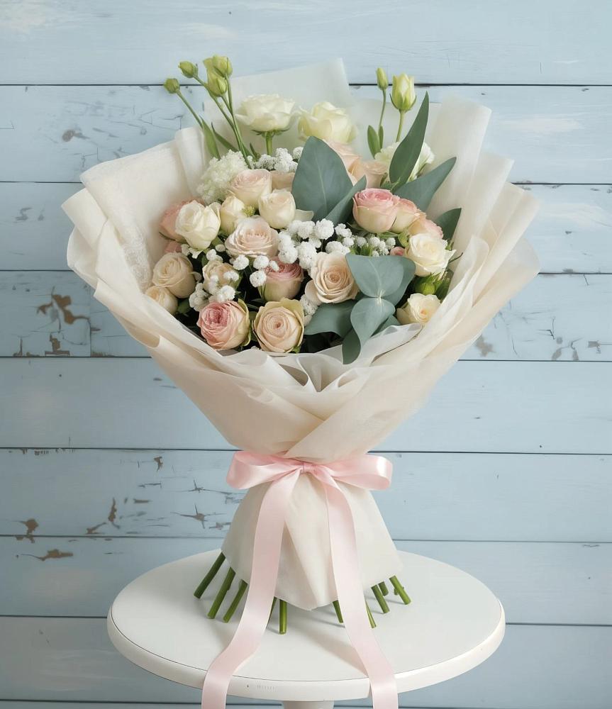 Букет цветов из: Розы и Лизиантусы в Гавердовский