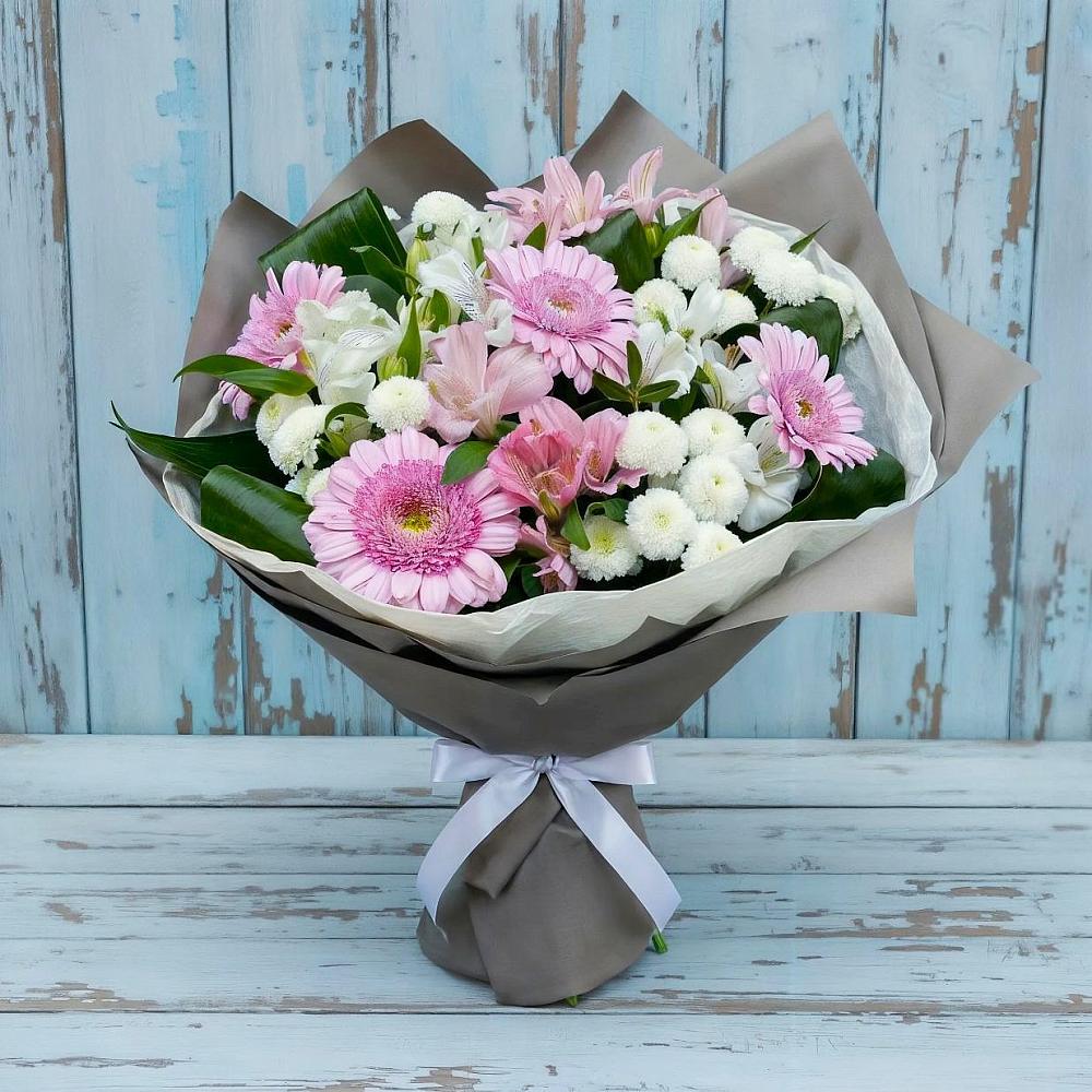 Букет цветов из: Герберы, Альстромерии и Хризантемы в Гавердовский