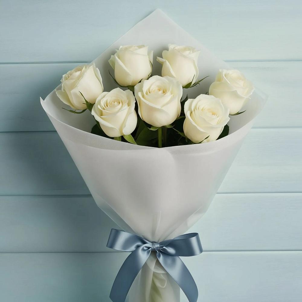 Букет 7 Белых роз Эдлесс Лав в Гавердовский