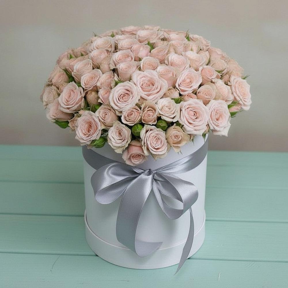 Цветочная композиция из Розы в шляпной коробке в Гавердовский