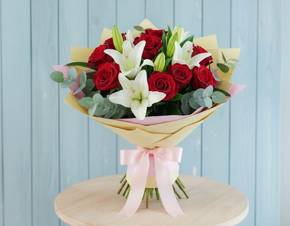 Букет цветов из: Лилии и Розы в Гавердовский